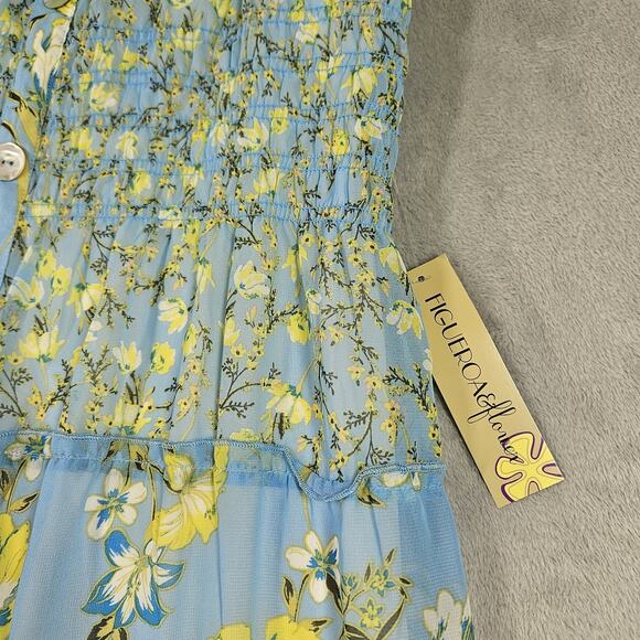 Figueroa & Flower Tiered Maxi Dress Womens XL Smocked Cottagecore Boho Prairie - Picture 6 of 15